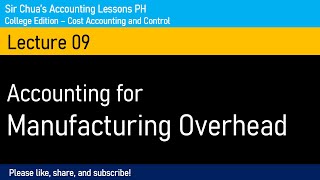 Cost Accounting and Control Lecture 09  Accounting for Manufacturing Overhead [upl. by Eatnahc]