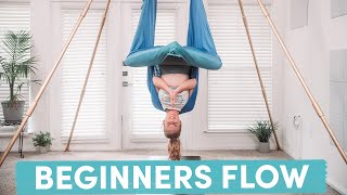 Aerial Yoga Beginners Class  5 Pose Open Hammock Flow [upl. by Nuahsak431]