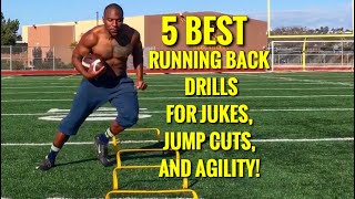 5 BEST RUNNING BACK DRILLS FOR JUKES JUMP CUTS AND AGILITY [upl. by Avalsorim]