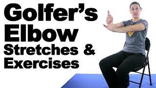 Golfers Elbow Stretches amp Exercises  Ask Doctor Jo [upl. by Vilma]