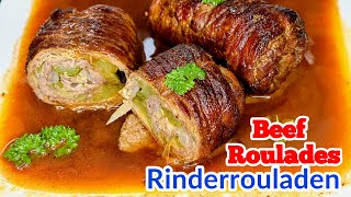 Rinderrouladen Rezept  Beef Roulades  Wie man Rinderrouladen selber macht [upl. by Alaikim]