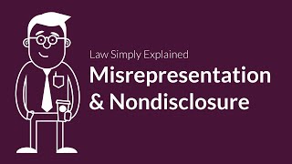 Misrepresentation and Nondisclosure  Contracts  Defenses amp Excuses [upl. by Eiramyma]