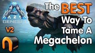 ARK GENESIS The BEST Way To Tame A Megachelon GIANT TURTLE [upl. by Salokin]