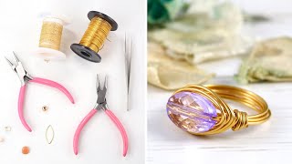 Make a Simple Wire Ring  DIY Jewelry Making Tutorial [upl. by Ellerahc]