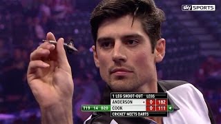 Alastair Cook v James Anderson  World Darts Championship Alexandra Palace [upl. by Dickenson]