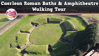 CAERLEON ROMAN BATHS amp AMPHITHEATRE WALES  Walking Tour  Pinned on Places [upl. by Walkling]