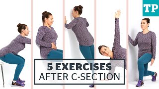 Postpartum Workout 5 exercises for after a Csection [upl. by Anertac740]