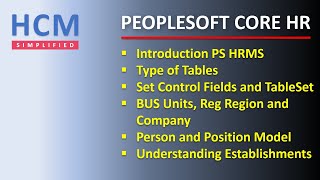 HR Fundamentals  Part 1  PeopleSoft Core HR [upl. by Nonnairb]