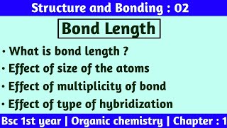 Bond length  Bsc 1st year chemistry  Structure and bonding  by Chemboost  Bsc chemistry [upl. by Semajwerdna672]