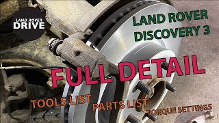 Land Rover Discovery 3 Front Brake Discs and Brake Pads Replacement  FULL DETAIL [upl. by Aidam266]