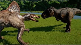 Spinosaurus vs TRex Indominus Rex Spinoraptor Indoraptor Giganotosaurus Carcha amp Allosaurus [upl. by Raval]