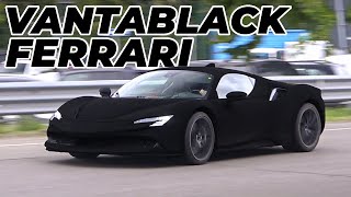 THE BLACKEST FERRARI IN THE WORLD First VANTABLACK SF90 Stradale 👀 [upl. by Ummersen634]