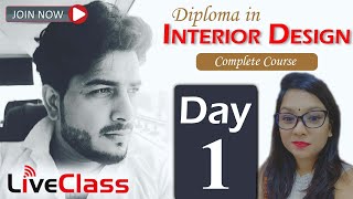 Day 1  Diploma in Interior Design  New Course  Live Class [upl. by Deerc429]