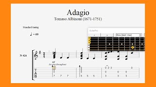 Adagio  Tomaso Albinoni  1671  1751   Guitar TAB [upl. by Florian]