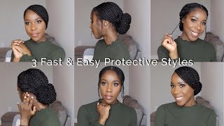 3 Fast amp Easy Protective Styles  Natural Hair  TheLifestyleLuxe [upl. by Kcirtemed6]