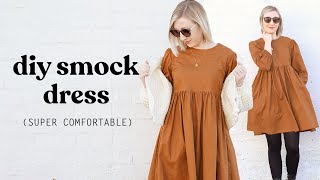 How To Make The PERFECT Everyday Dress Super Comfy  DIY Smock Dress [upl. by Ojaras]