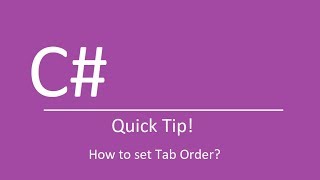 How to set Tab Order [upl. by Anifur295]