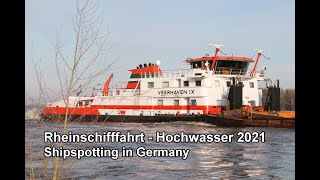 Rheinschifffahrt  Hochwasser 2021  Shipspotting in Germany [upl. by Yhtrod]