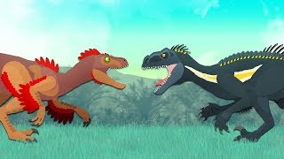 Dinosaurs cartoons battles Indoraptor vs Utahraptor  DinoMania [upl. by Thorner]