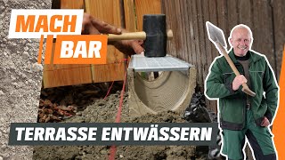 Terrasse entwässern – Entwässerungsrinne verlegen  OBI [upl. by Bulley]