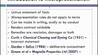 Misrepresentation Lecture 1 of 4 [upl. by Tesil]