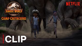 Brachiosaurus Stampede  JURASSIC WORLD CAMP CRETACEOUS  NETFLIX [upl. by Nniw]